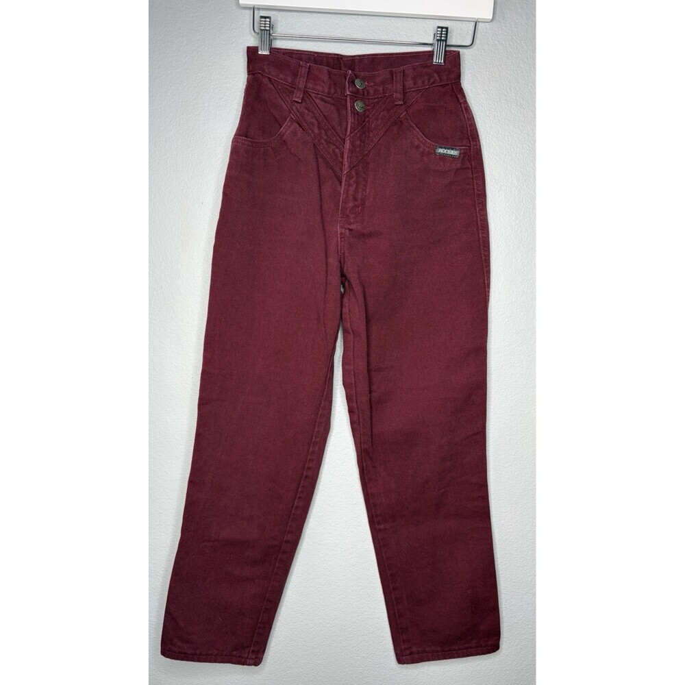 VTG Rockies Rocky Mountain Bareback Jeans  sz 5/23x28 Maroon Denim Petite alter